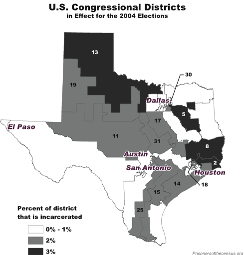 Texas Congressional Districts and incarcerated populations
