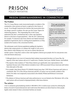 thumbnail of fact sheet about prison gerrymandering in Connecticut