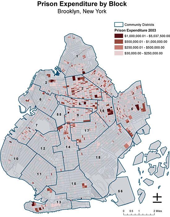 Eric Cadora's map of Brooklyn prisoner concentrations