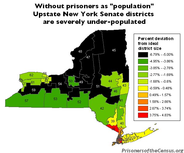 Without prisoners, upstate New York State Senate districts are severely under-populated