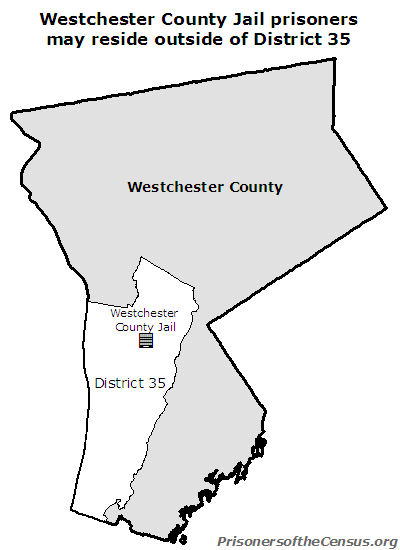 map showing the Westchester County Jail in New York Senate District 35