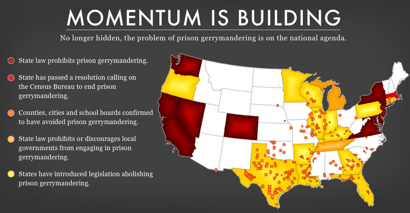prison gerrymandering legislation map