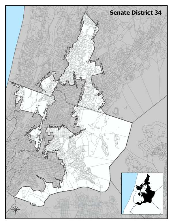 map of New York State Senate district 34