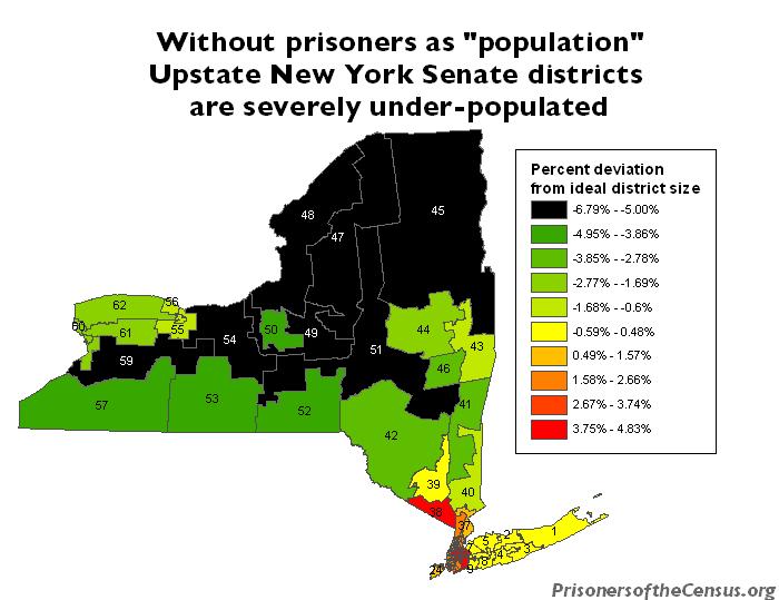 New York State Senate districts population deviation without prisoners